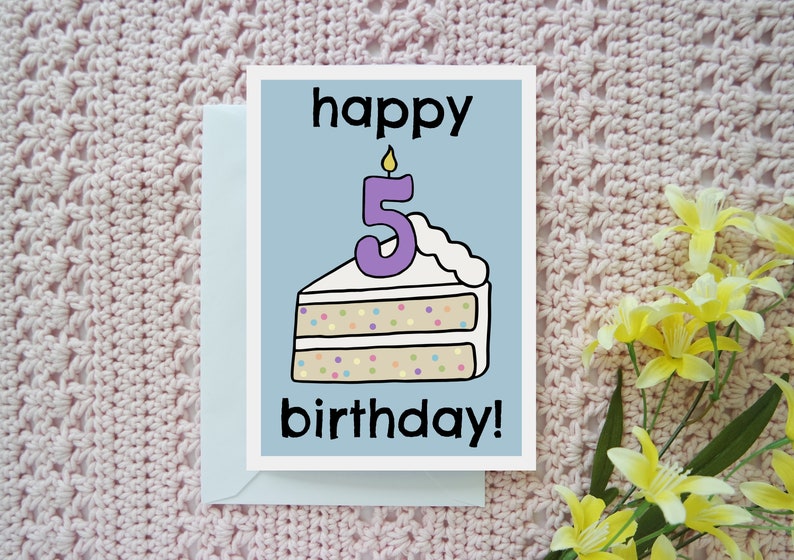 Printable Foldable 5th Happy Birthday Coloring Card 5 - Etsy