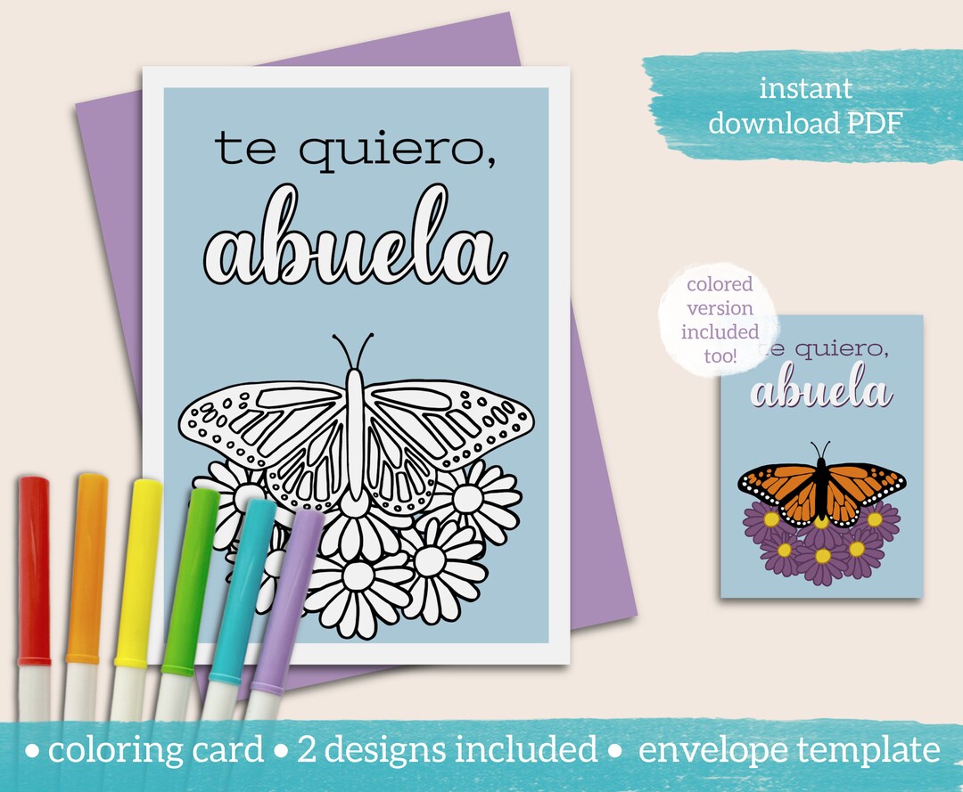 Printable Feliz Dia De La Madre Abuela 5x7 Coloring Card Te Amo Abuela - Etsy UK