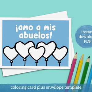 Grandparents Day card in Spanish for abuelos with postcard inside