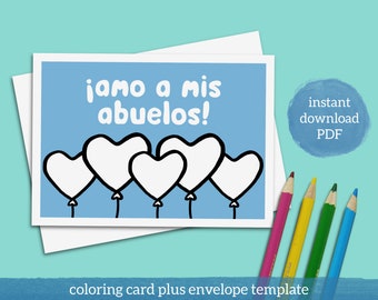 Grandparents Day card in Spanish for abuelos with postcard inside