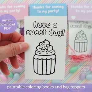 Mini coloring book birthday party favors with printable thank you party favor tags - NO bags or markers included
