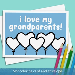Carte à colorier 5 x 7 pour la fête des grands-parents pour grand-mère et grand-père avec enveloppe et carte postale bonus