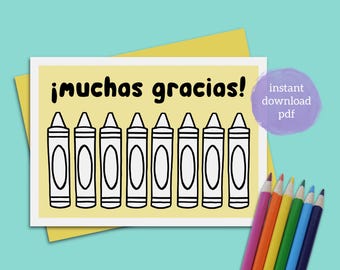 Spanish teacher appreciation coloring card printable 2 designs included