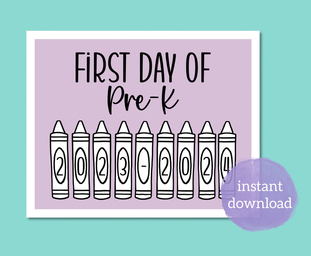 Printable First Day of Prek Back to School Sign to Color With - Etsy
