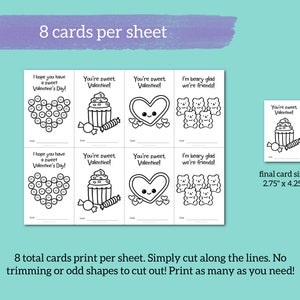 Printable Valentine Day Cards to Color PDF for Preschool With Candy ...