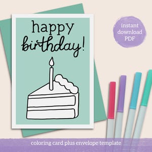 Happy Birthday Kuchen Ausmalseite zum ausdrucken und färben