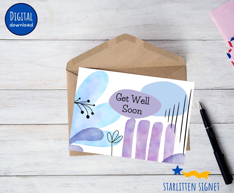 Printable * Get Well Soon Greeting Card - Instant Digital Download ...