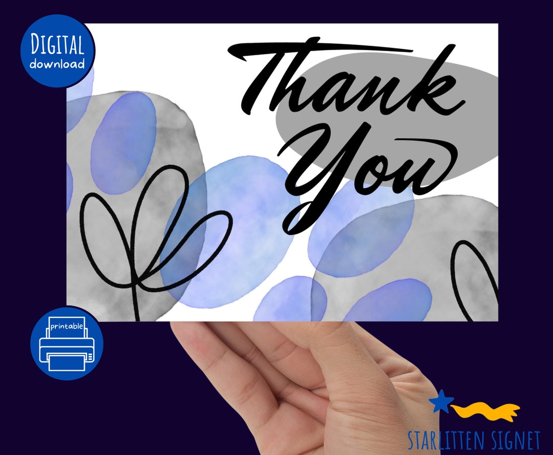 Printable * Thank You Greeting Card - Instant Digital Download, Print ...