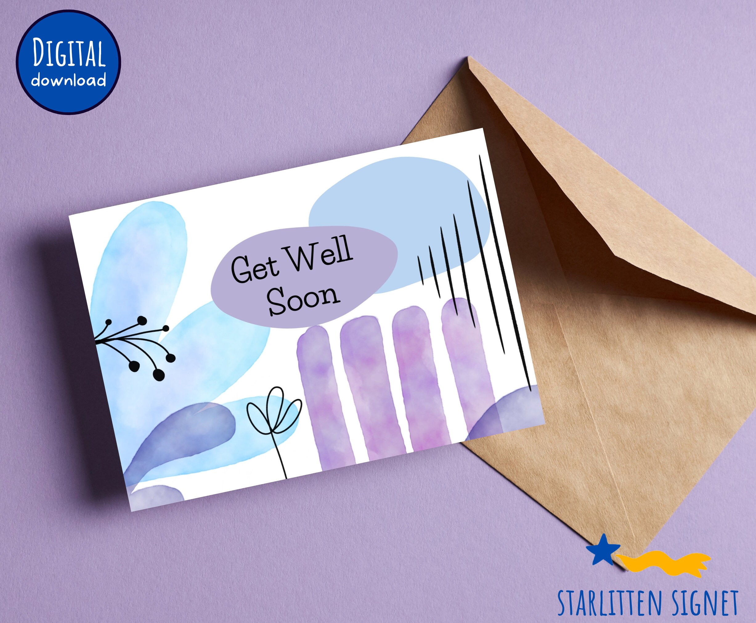 Printable * Get Well Soon Greeting Card - Instant Digital Download ...