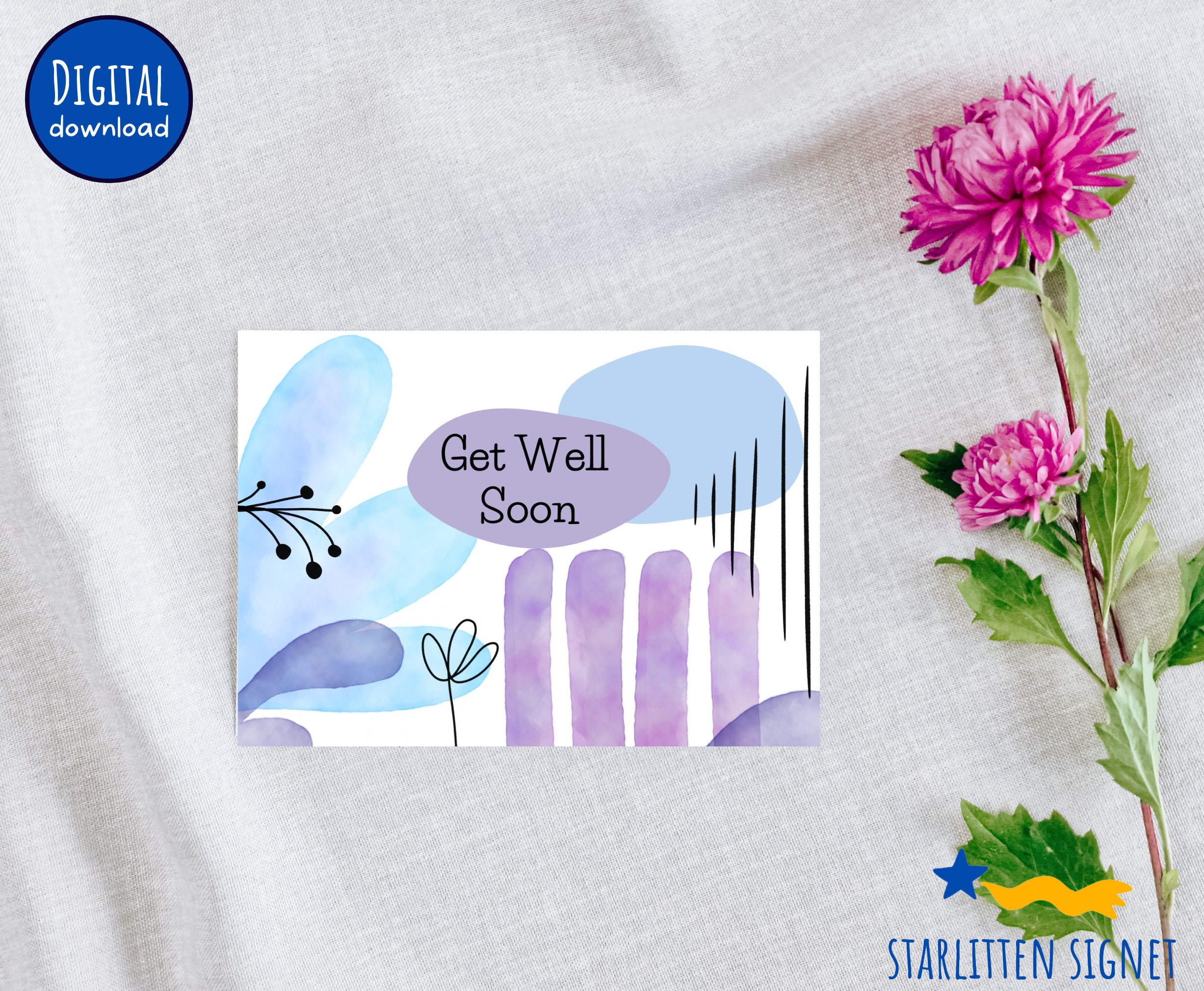 Printable * Get Well Soon Greeting Card - Instant Digital Download ...