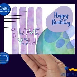 Para impressão * Cartão de feliz aniversário, eu te amo - download digital instantâneo, impressão em casa, cartão de 7 "x 5", em branco por dentro, aquarela