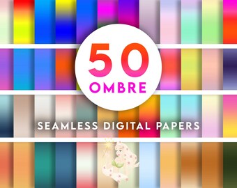 50 Ombre Digital Paper | Scrapbook Paper Digital | Ombre Fabric | Gradient Yarn | Gradient Poster | Digital Art