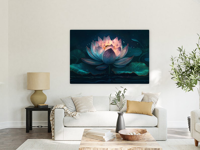 Lotus Flower Wall Art Printable Lotus Flower Canvas Design Etsy
