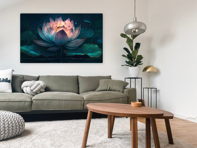 Lotus Flower Wall Art Printable Lotus Flower Canvas Design Etsy