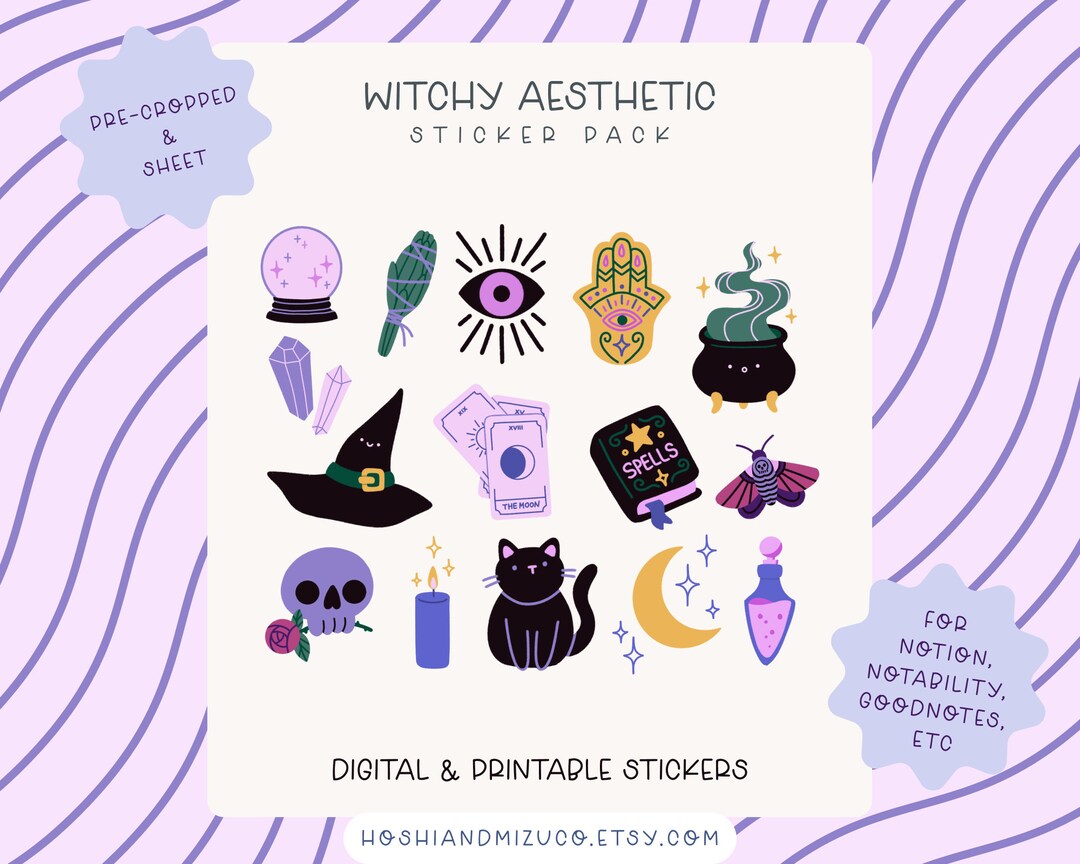 Witchy Digital Sticker Goodnotes, Notability, Notion, Etc. Notion Icons