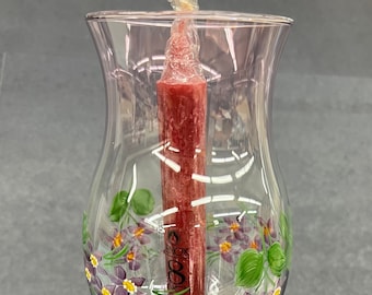Grote kaarslamp, bloemdessin, van Smith Glass