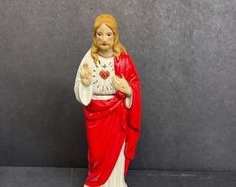 Statue de Jésus-Christ, tunique rouge vintage des années 1980, tout neuf