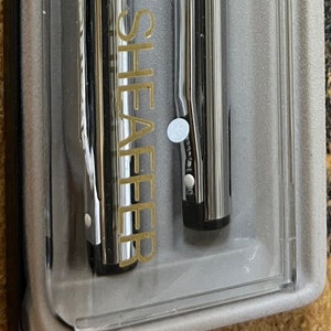 Sheaffer Pen and pencil set, TRZ 30–9 break chrome straight line pattern, ball point medium and pencil, Vintage 1980&#39;s Set, Brand New