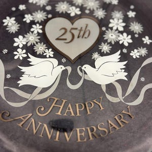 Anniversary Plate 25th, Glass plate, Brand New, Never used