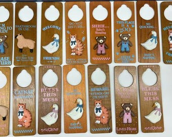 Parody Door Hangers 14 DIFFERENT - Too Funny, No quacking baby is napping, Vintage, never used