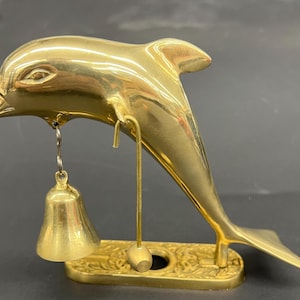Sino de latão Dolphin, vintage dos anos 80, novo em folha, nunca usado