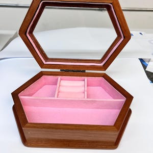 Jewelry Box, by Mele, All wood Jewel Case, Ring section, Vintage from 1980's, Brand New
