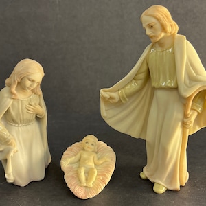 Nativity set 3 piece, Baby Jesus, Mother Mary and Joseph, Vintage from 1980&#39;s, Brand New, Never used