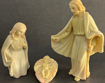 Nativity set 3 piece, Baby Jesus, Mother Mary and Joseph, Vintage from 1980's, Brand New, Never used