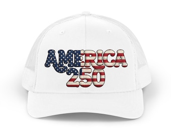 Czapka z daszkiem America 250 Trucker | Czapka z siateczki w stylu retro z flagą USA