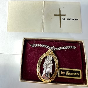 Medaille van Sint-Antonius van Roman, vintage uit de jaren 80, gloednieuw, nooit gebruikt, geweldig cadeau voor eerste communie of vormsel