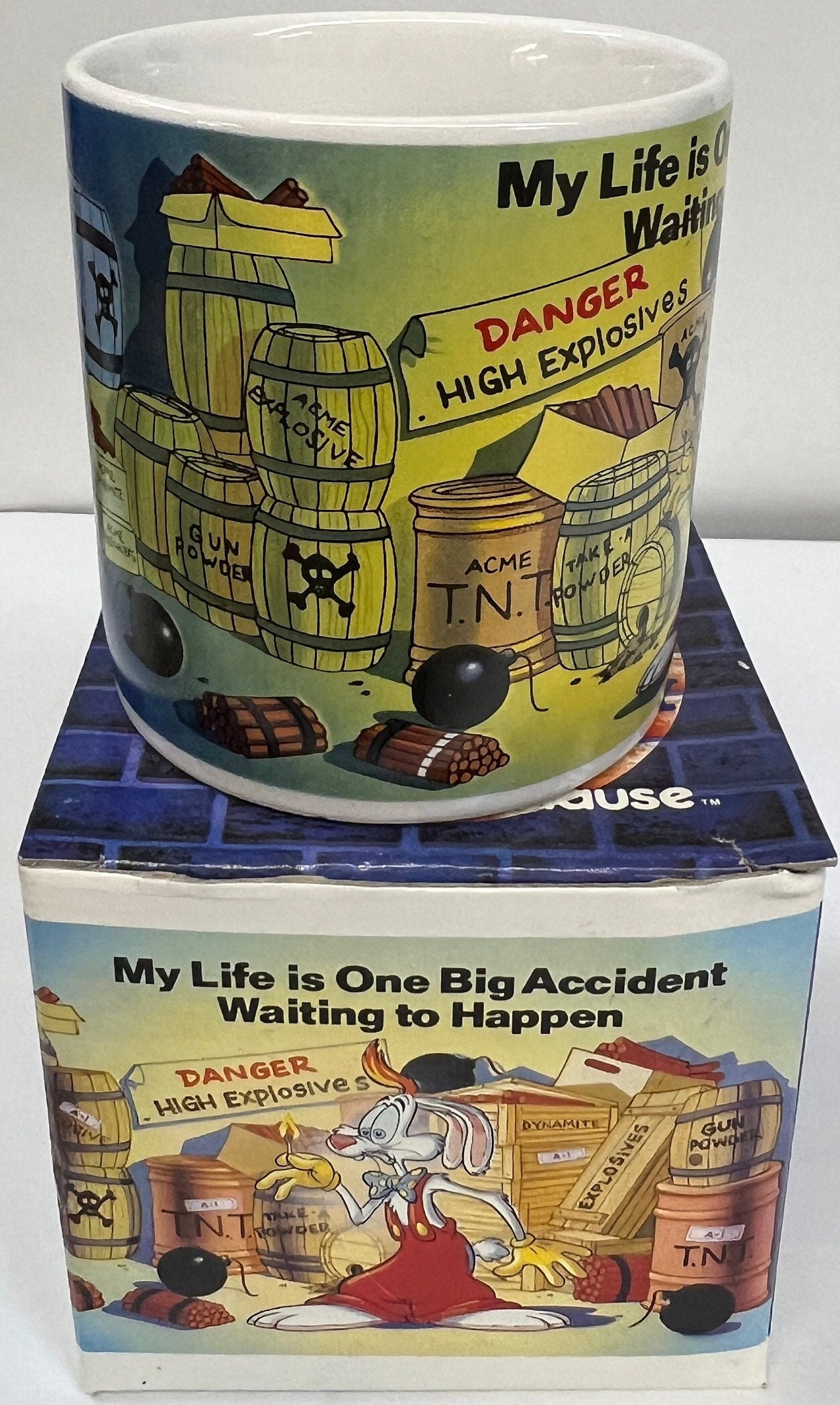 Roger Rabbit coffee cup, Cup reads - My life is one big accident waiting to happen, Coffee Mug, Brand New, never used