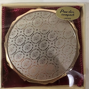 Powder compact powder holder, Floral design black and gold Brand New, Never Used