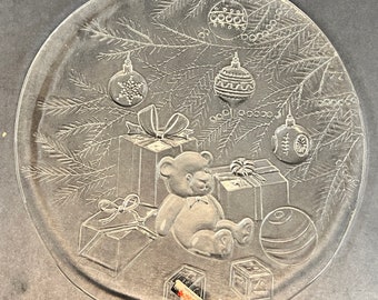 Christmas Teddy Bear Platter, Beautiful, Brand New, Vintage Late