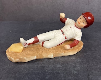 Baseballspieler, der in die Basis rutscht, brandneu, Vintage Ende der 1980er Jahre