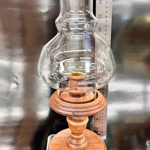Hurricane Lamp Candle Holder, Wood Base Glass Globe,  , Brand New, Vintage Late 1980&#39;s