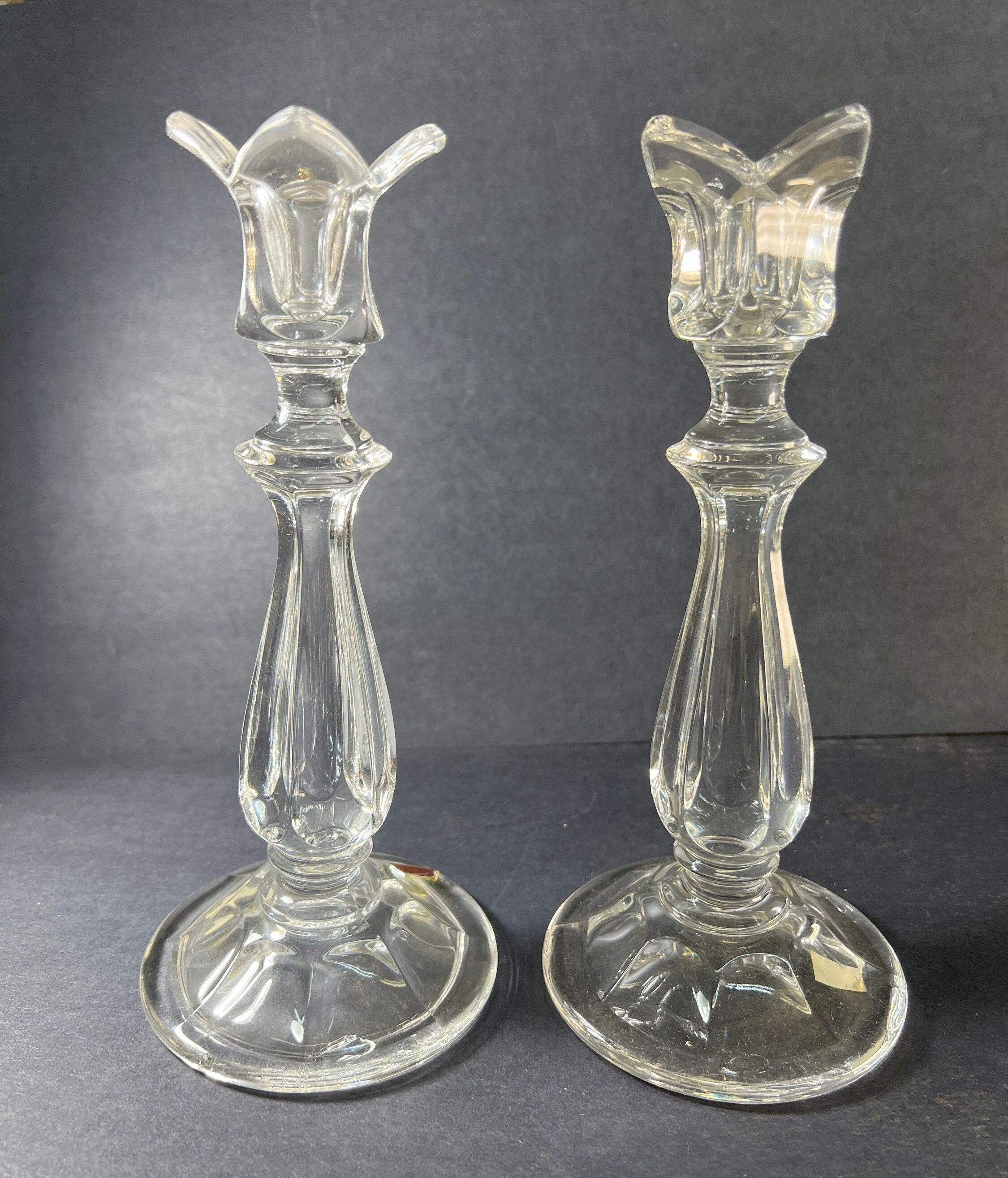 Vintage Gorham Lead Crystal Candle Holders – 8.625 Inches, Elegant Design, Brand New & Never Used