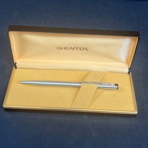 Brushed Chrome Ballpoint Sheaffer medium pen TRZ 40–2, Vintage 1980&#39;s Pen, Brand New, Never used