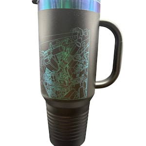 Transformers Travel Mug with Handle | Laser-Etched Transformers Battle Scene | Straw Included | Dishwasher Safe | Polar Camel image 8