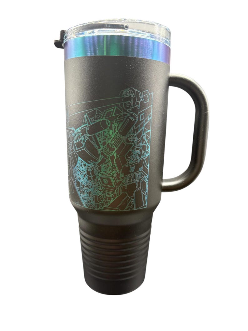 Transformers Travel Mug with Handle | Laser-Etched Transformers Battle Scene | Straw Included | Dishwasher Safe | Polar Camel image 8
