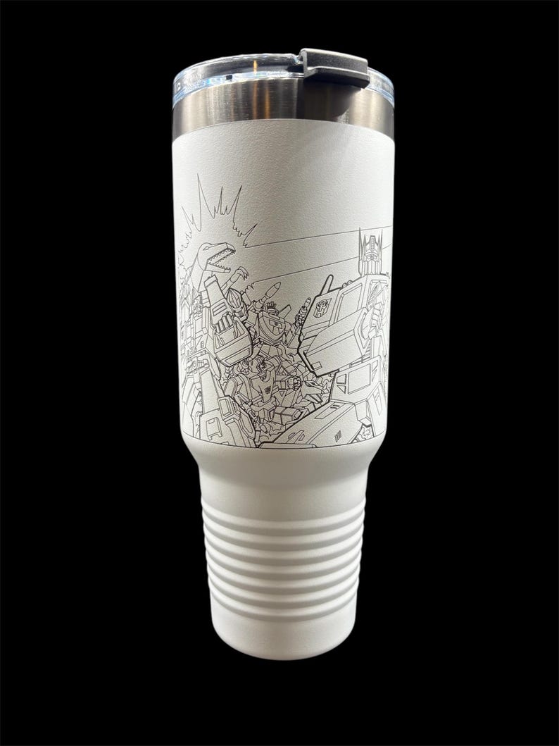 Transformers Travel Mug with Handle | Laser-Etched Transformers Battle Scene | Straw Included | Dishwasher Safe | Polar Camel image 7