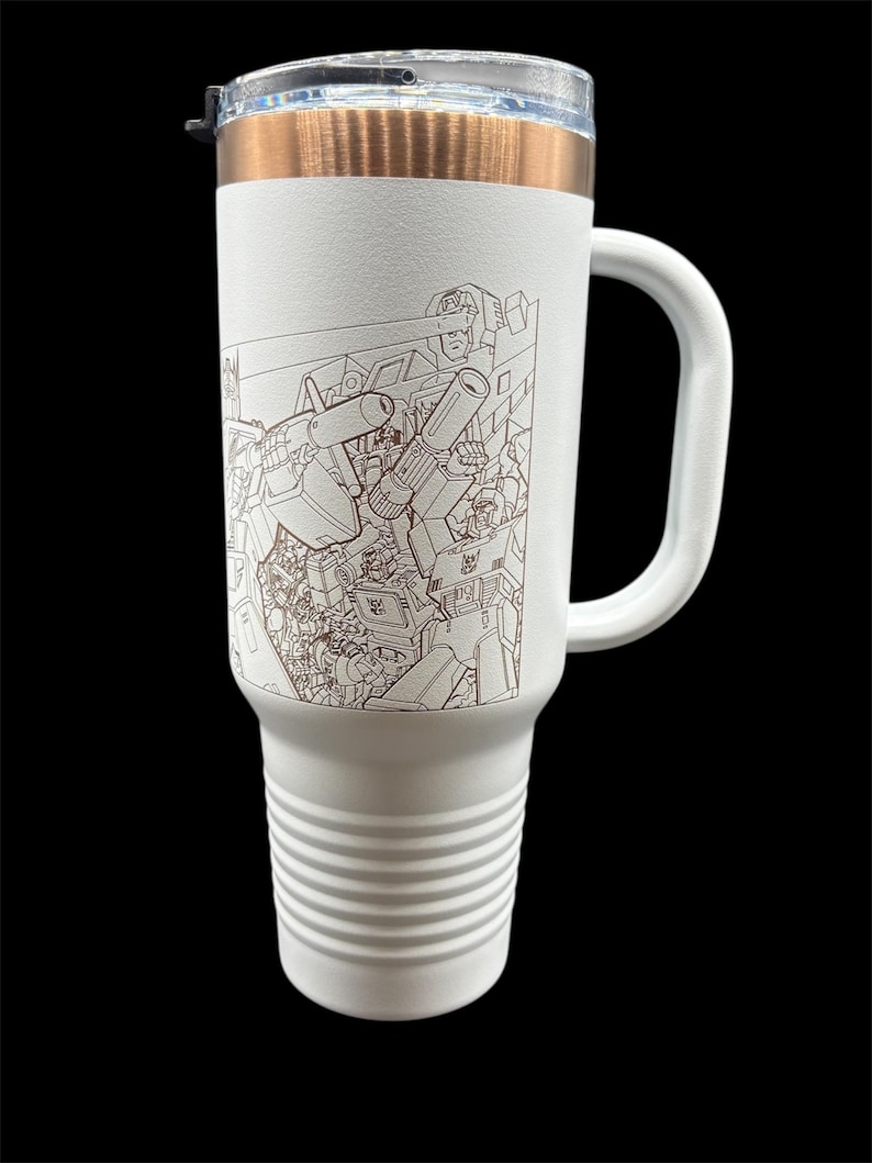 Transformers Travel Mug with Handle | Laser-Etched Transformers Battle Scene | Straw Included | Dishwasher Safe | Polar Camel image 9