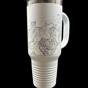 Transformers Travel Mug with Handle | Laser-Etched Transformers Battle Scene | Straw Included | Dishwasher Safe | Polar Camel image 10