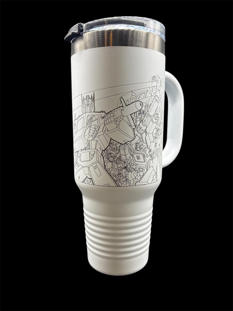 Transformers Travel Mug with Handle | Laser-Etched Transformers Battle Scene | Straw Included | Dishwasher Safe | Polar Camel image 10
