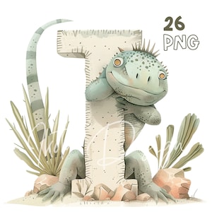 Animal Alphabet Clipart - 26 PNGs van hoge kwaliteit - Digitale Planner, Junk Journaling, Aquarel, Muurkunst, Commercieel Gebruik, Digitale Download