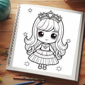 55 Cute Princess Coloring Pages, A4 Printables, Fun Activities, Coloring Sheets, PDF, DIGITAL imagen 3