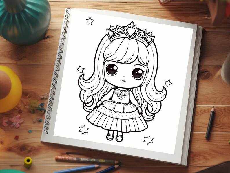 55 Cute Princess Coloring Pages, A4 Printables, Fun Activities, Coloring Sheets, PDF, DIGITAL imagen 3