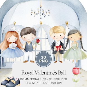 Royal Valentine's Ball Clipart - 30 PNG - Digitale Planner, Junk Journaling, Kunst aan de muur, Commercieel Gebruik, Sublimatie, Scrapbooking, Scène, Kaart