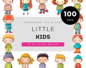 Little kids clipart bundle, cute children png set, diverse kid characters, classroom decor graphics, commercial use illustrations pack