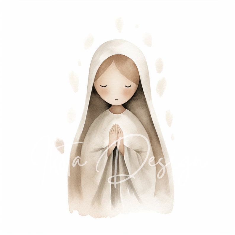 Holy Mary Clipart Bundle Airy Christian Art, Catholic Printable Set ...