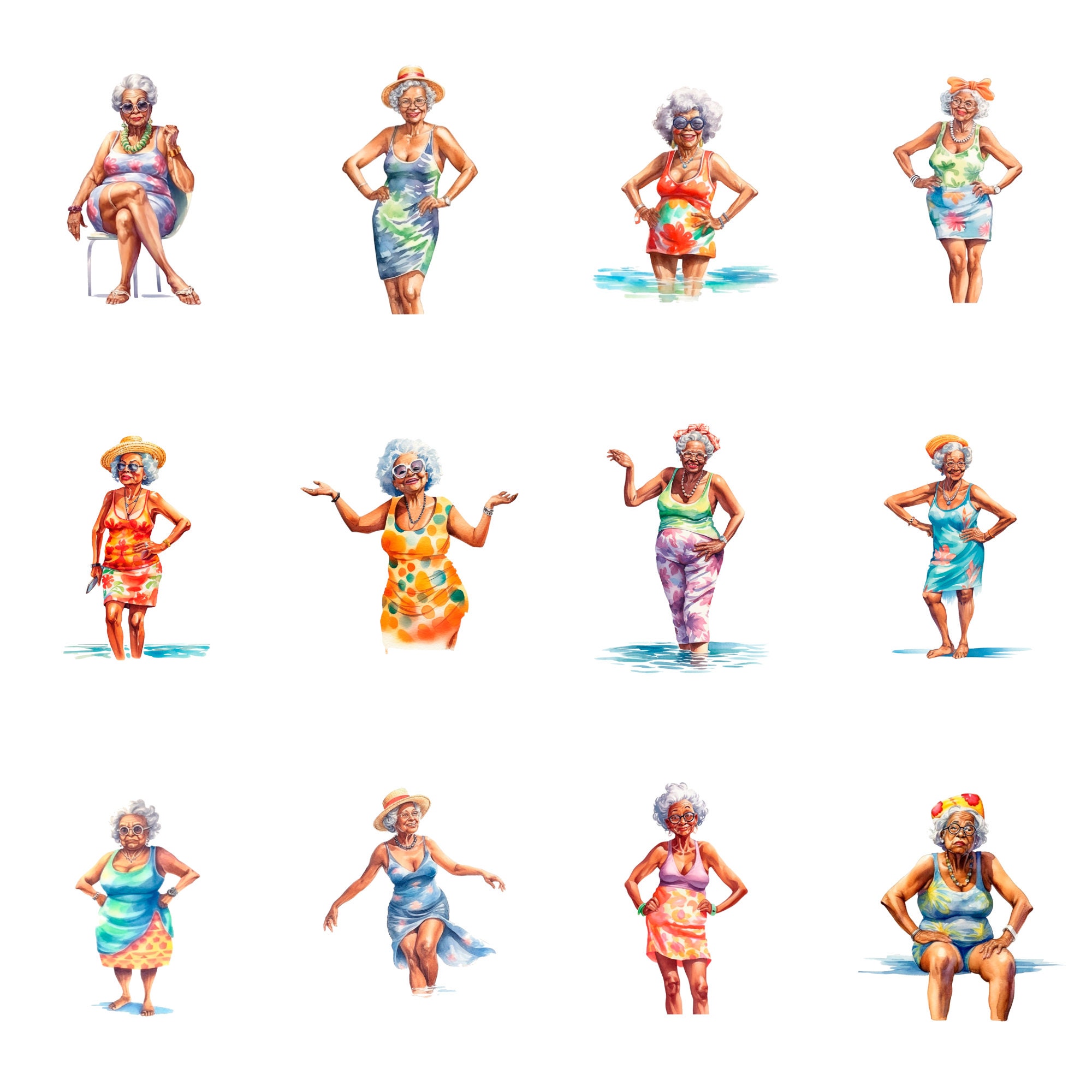 African American Funny Old Ladies Swimsuit Old Ladies Summer Etsy